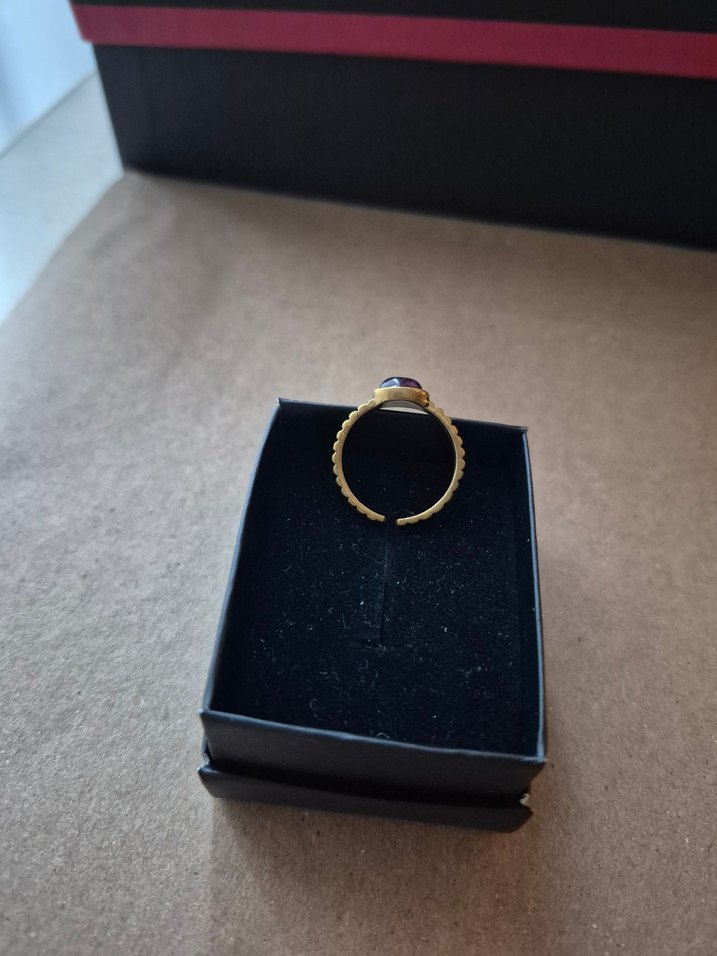 Doğaltaş Ametist Taşı Mor Gotik Kadın Yüzük - Görsel 4