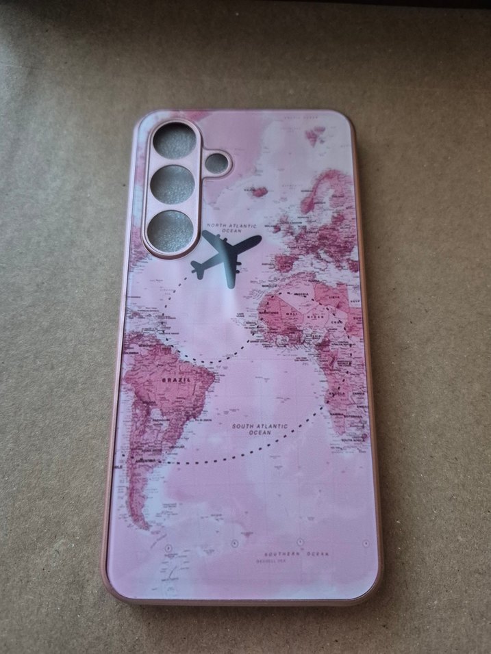 Pembe Dünya Haritası Desenli Telefon Kılıfı - Görsel 2