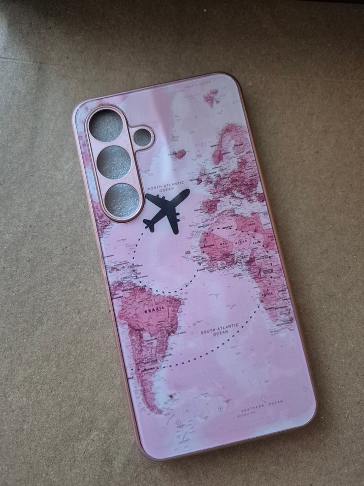 Pembe Dünya Haritası Desenli Telefon Kılıfı - Görsel 5