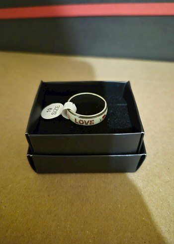 2'li Beyaz Renkli Yazılı Kalpli Kadın Yüzük Seti 19 Sıze - Görsel 4