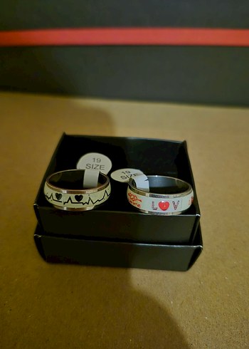 2'li Beyaz Renkli Yazılı Kalpli Kadın Yüzük Seti 19 Sıze - Görsel 8