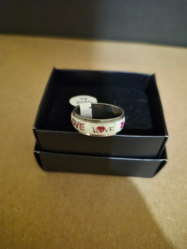 2'li Beyaz Renkli Yazılı Kalpli Kadın Yüzük Seti 19 Sıze - Görsel 3