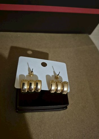 Mini Kemerli Altın Renk Kadın Küpeler - Görsel 2