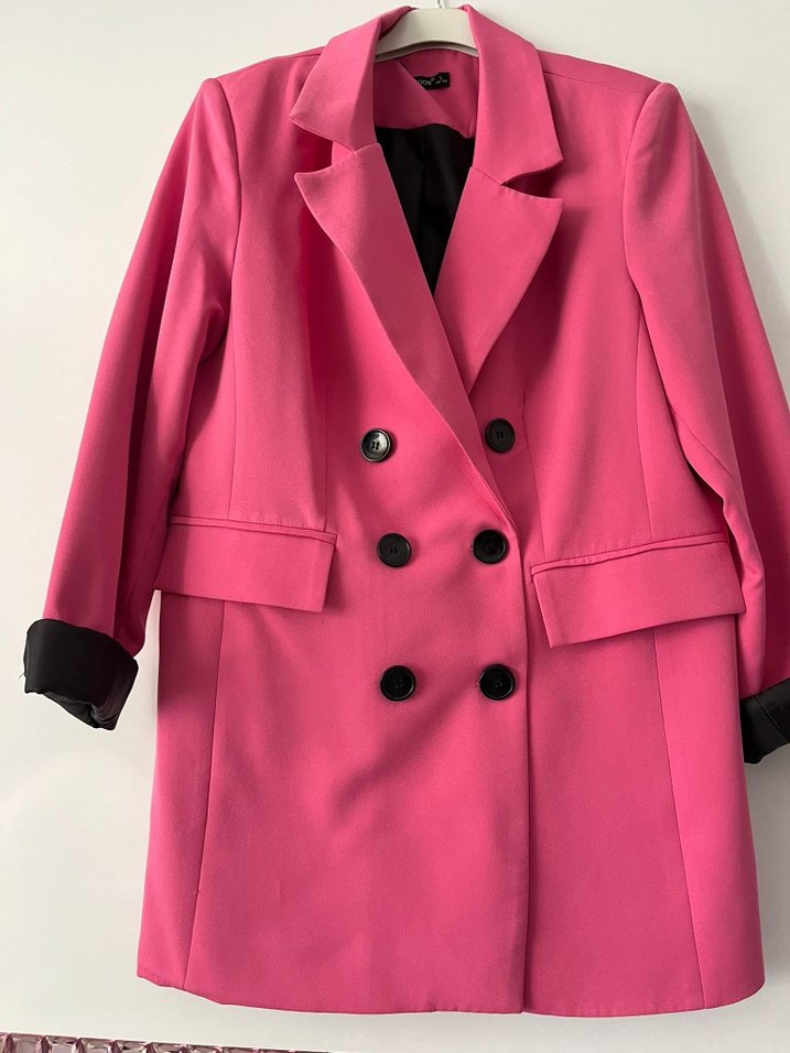 Düğmeli Pembe Kadın Blazer Ceket - Görsel 2