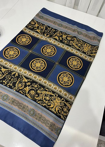 Mavi Kadın İpek Görünümlü Bohem Şal - Görsel 2