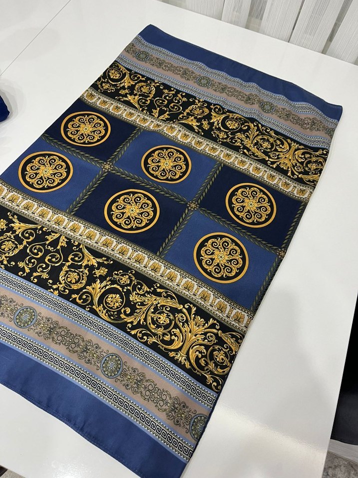 Mavi Kadın İpek Görünümlü Bohem Şal - Görsel 2