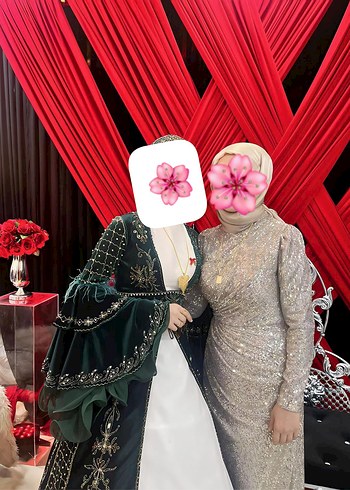 Altın Renkli Uzun Kollu Henna Elbise - Görsel 2