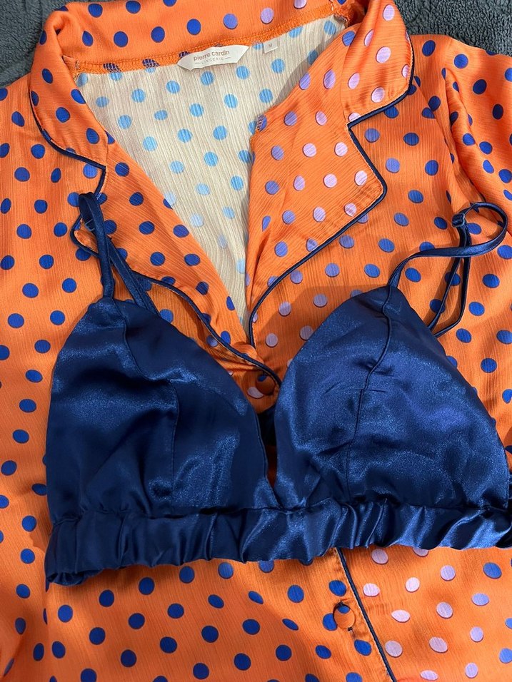 Turuncu Puantiyeli Mini Kadın Pijama Takımı - Görsel 3