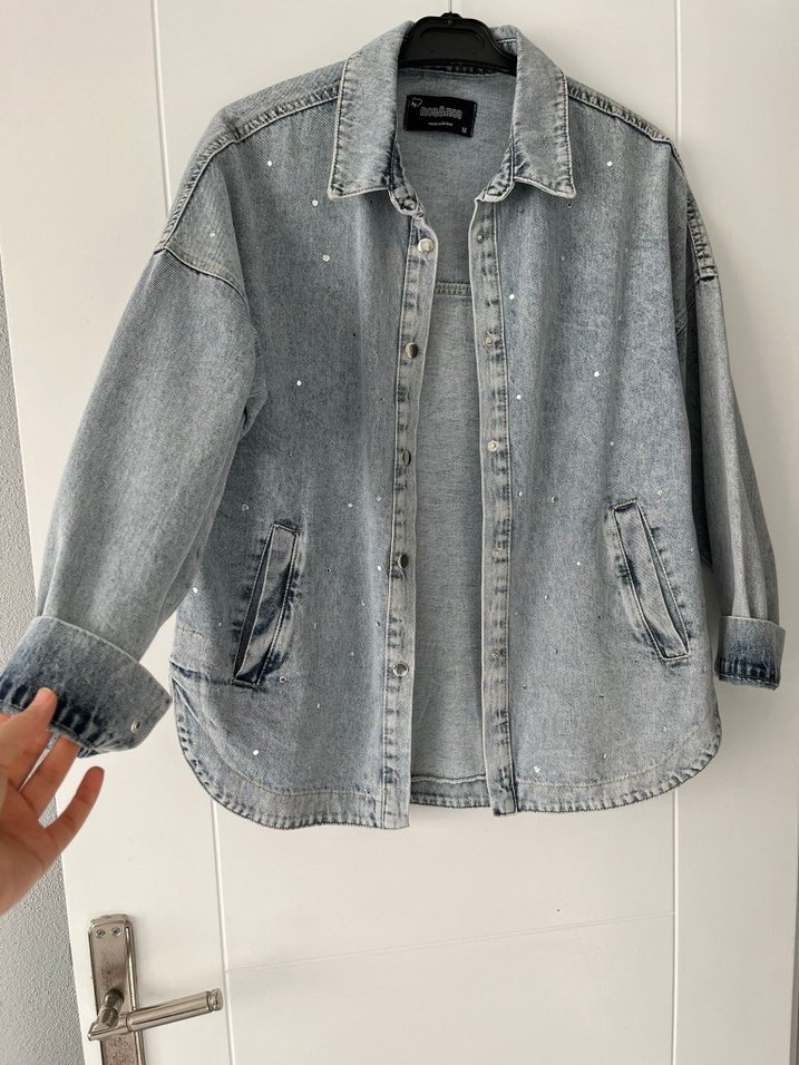 Gri Düğmeli Kadın Denim Ceket - Görsel 3