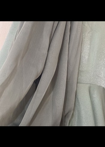 Gri İşlemeli Uzun Kollu Uzun Abiye Elbise - Görsel 4