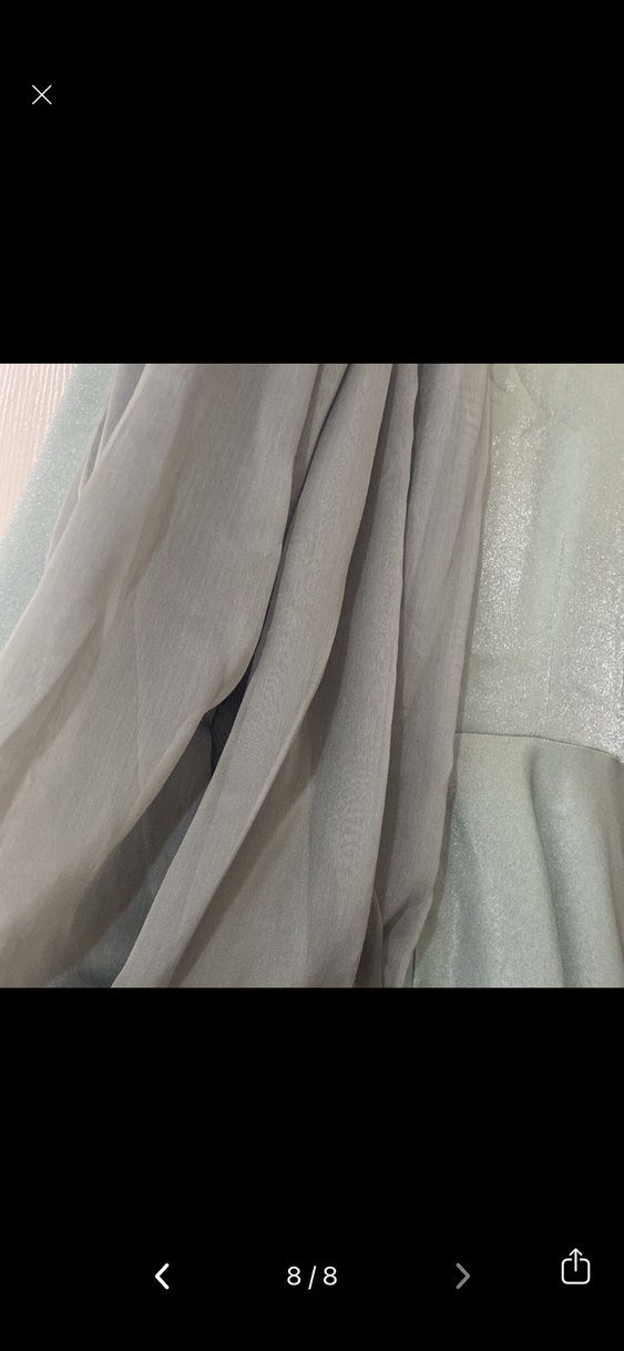 Gri İşlemeli Uzun Kollu Uzun Abiye Elbise - Görsel 4