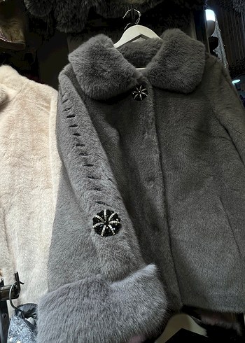 Kadın Suni Kürk Taşlı Kaban - Görsel 2