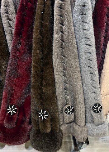 Kadın Suni Kürk Taşlı Kaban - Görsel 3