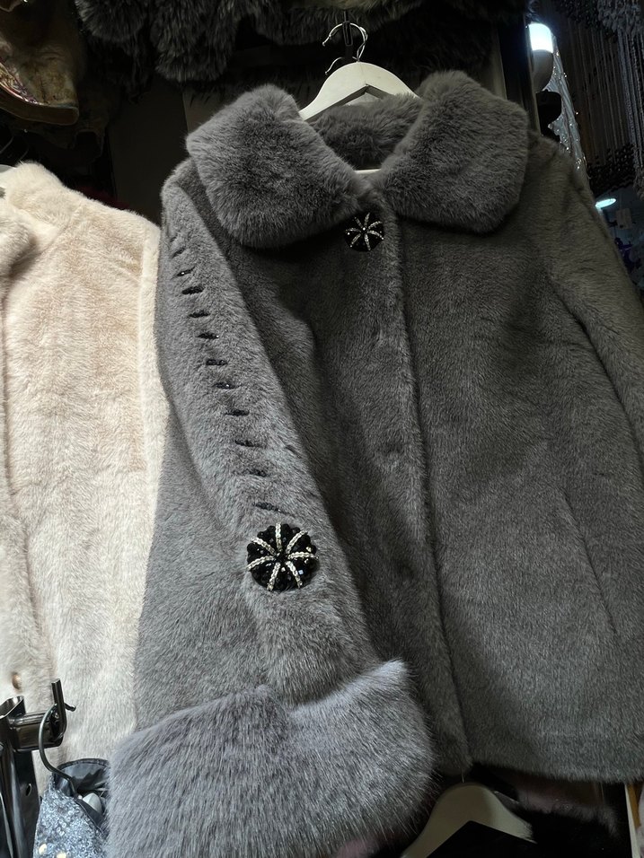 Kadın Suni Kürk Taşlı Kaban - Görsel 2