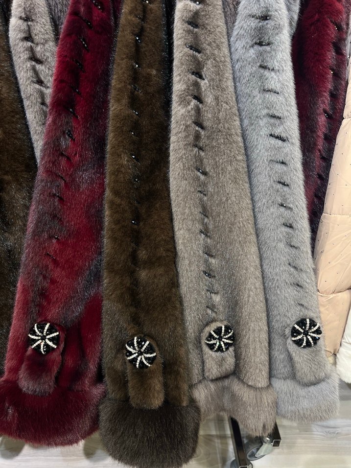 Kadın Suni Kürk Taşlı Kaban - Görsel 3