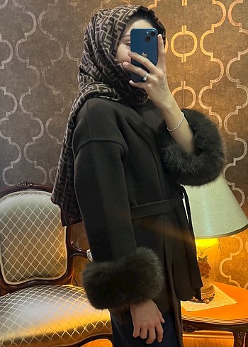 Kahverengi Tüylü Midi Street Wear Kadın Kaban - Görsel 4