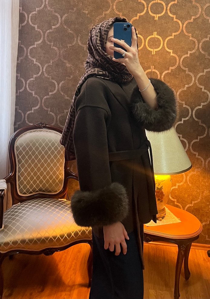 Kahverengi Tüylü Midi Street Wear Kadın Kaban - Görsel 2