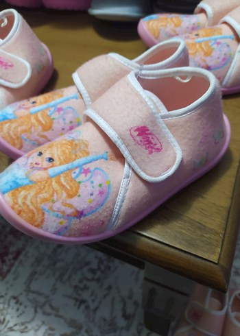 Kız Çocuk Pembe Baskılı Sıcak Terlik Velcro - Görsel 2