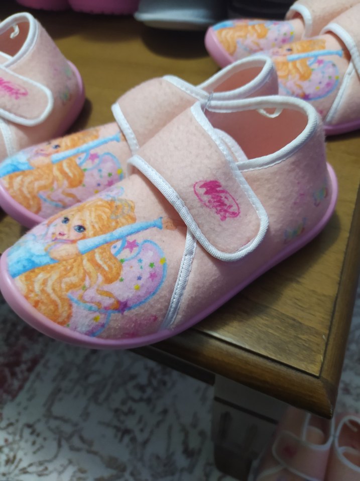 Kız Çocuk Pembe Baskılı Sıcak Terlik Velcro - Görsel 2