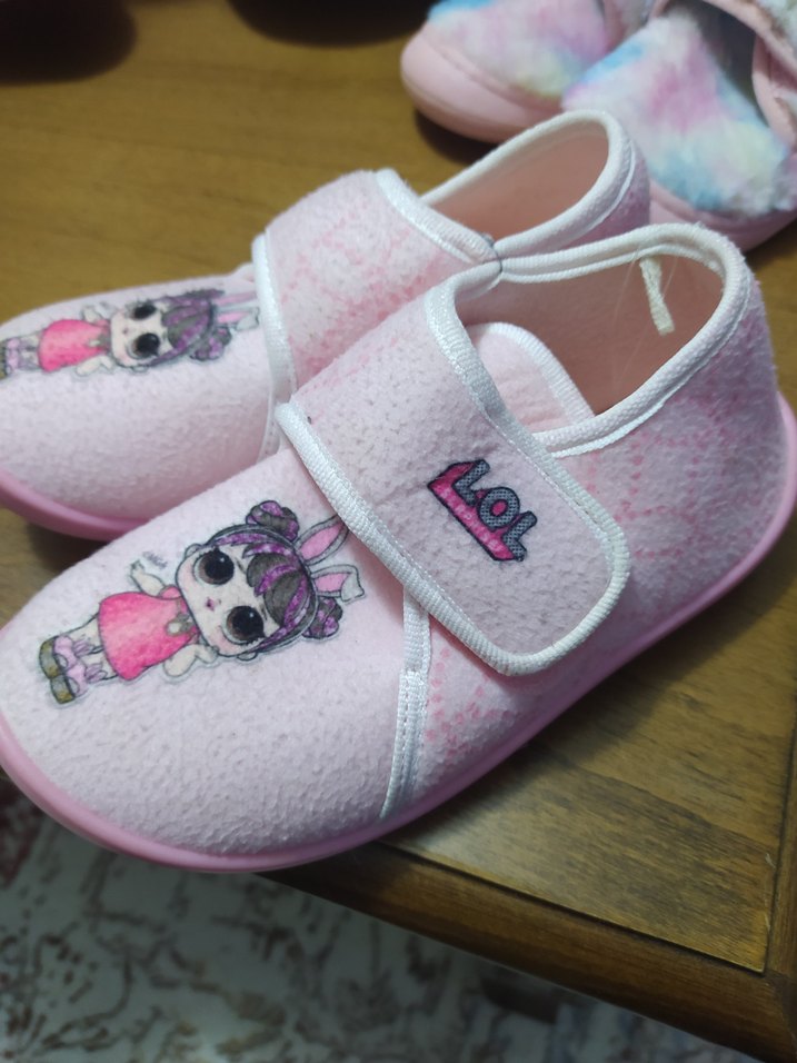 Kız Çocuk Pembe Baskılı Sıcak Terlik - Görsel 2