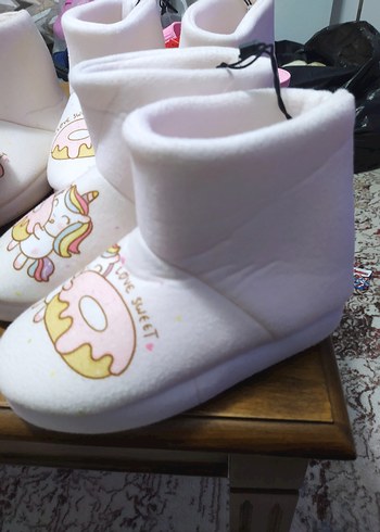 Nakışlı Beyaz Kız Çocuk panduf - Görsel 2