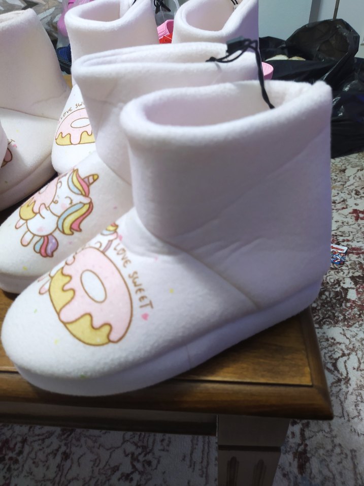 Nakışlı Beyaz Kız Çocuk panduf - Görsel 2