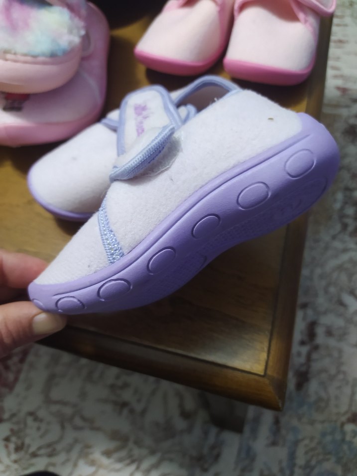 Kız Çocuk Mor Polar Ev Terliği Velcro - Görsel 3