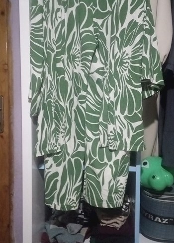 Yeşil Desenli Uzun Kadın Kimono - Görsel 4