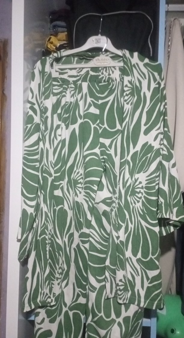 Yeşil Desenli Uzun Kadın Kimono - Görsel 3