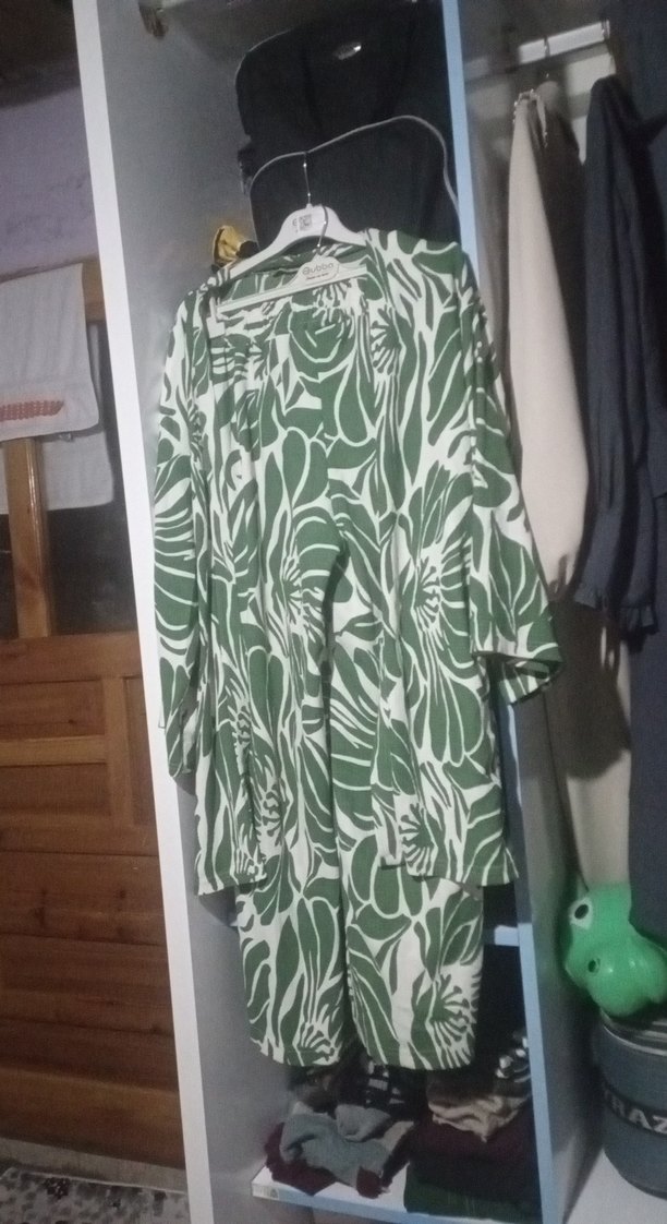 Yeşil Desenli Uzun Kadın Kimono - Görsel 2