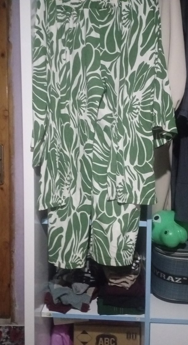 Yeşil Desenli Uzun Kadın Kimono - Görsel 4