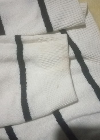 Düğmeli Beyaz Kadın Kısa Kollu Pamuklu Kazak - Görsel 5