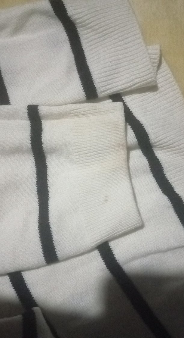 Düğmeli Beyaz Kadın Kısa Kollu Pamuklu Kazak - Görsel 5