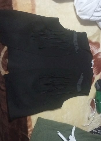 Siyah Süet Püsküllü Kadın Yelek - Görsel 2