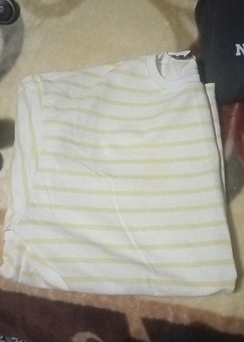 Düğmeli Beyaz Çizgili Kadın Kazak - Görsel 2