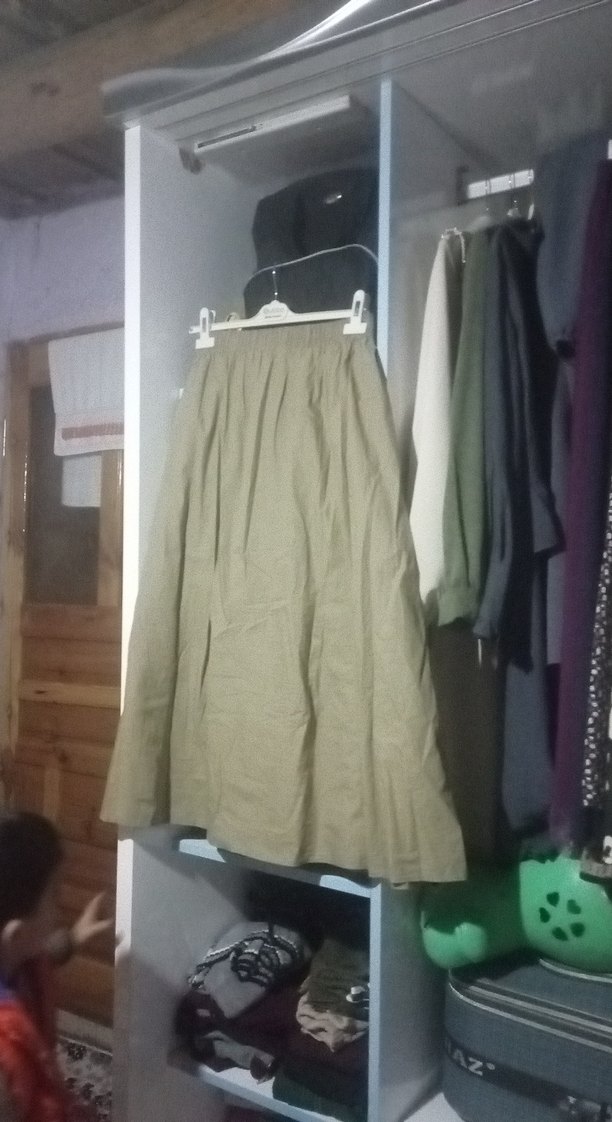 Bej Uzun Pilili Keten Etek - Görsel 2