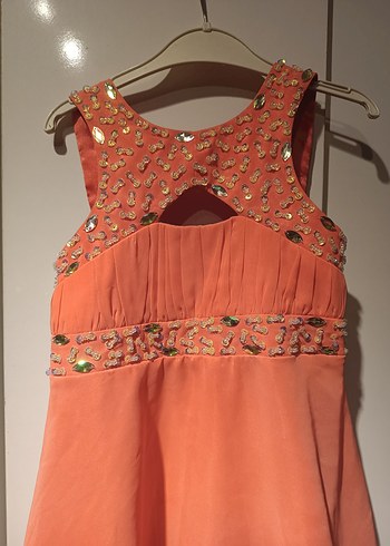 Turuncu yavruağzı Uzun Abiye Elbise 7 yaş - Görsel 2