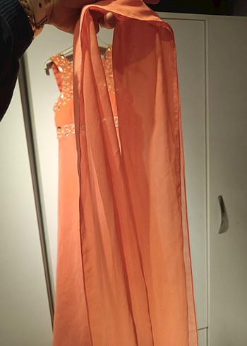 Turuncu yavruağzı Uzun Abiye Elbise 7 yaş - Görsel 3