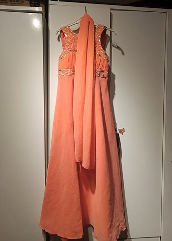 Turuncu yavruağzı Uzun Abiye Elbise 7 yaş - Görsel 4