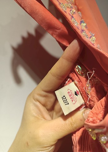 Turuncu yavruağzı Uzun Abiye Elbise 7 yaş - Görsel 5