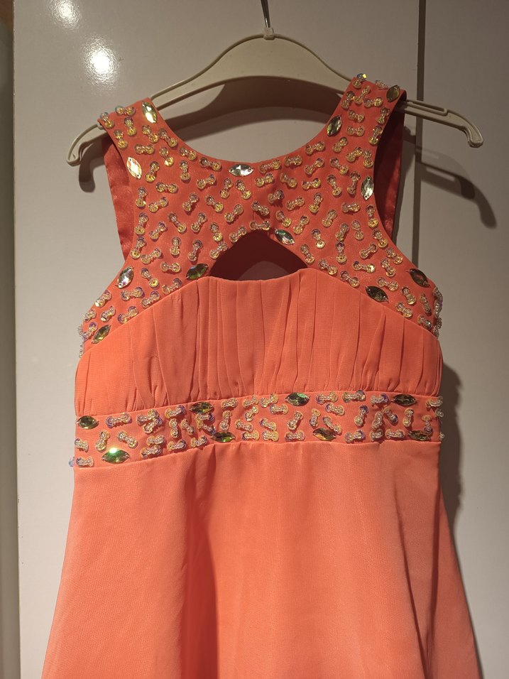 Turuncu yavruağzı Uzun Abiye Elbise 7 yaş - Görsel 2