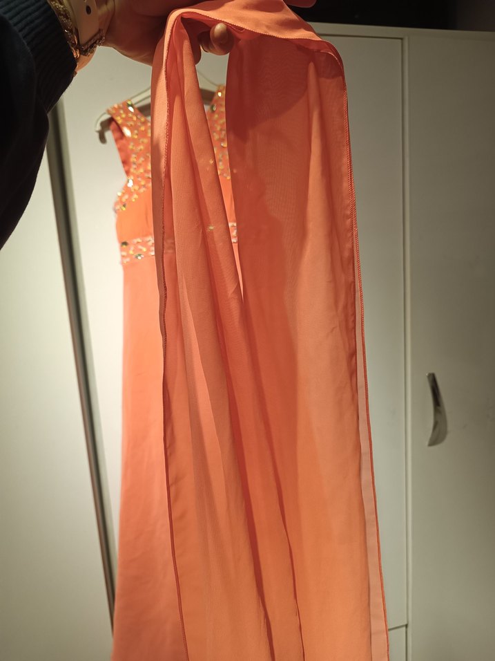 Turuncu yavruağzı Uzun Abiye Elbise 7 yaş - Görsel 3