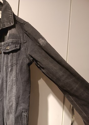 Gri Düğmeli Kadın Kot Ceket - Görsel 3