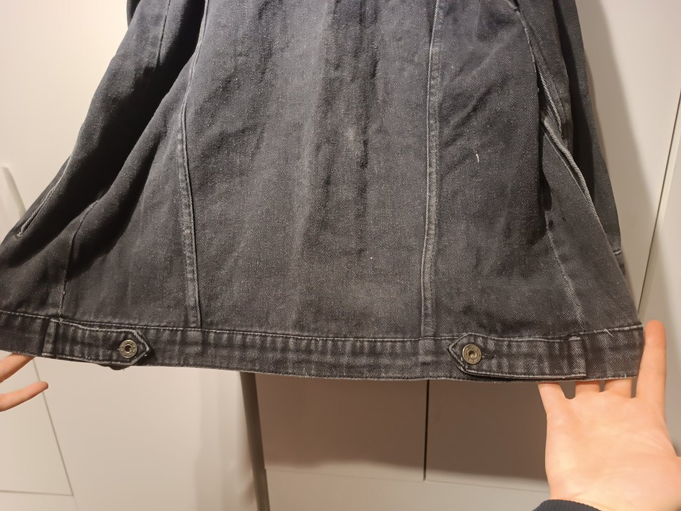 Gri Düğmeli Kadın Kot Ceket - Görsel 5