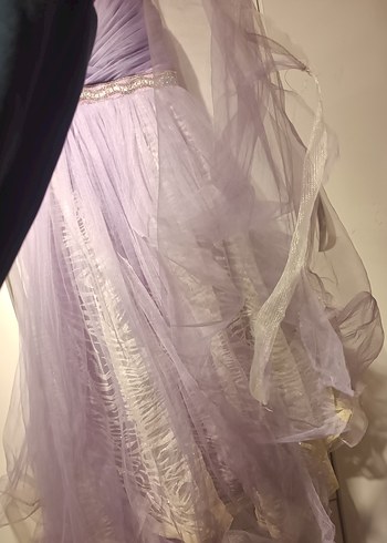 Uzun Lila Pileli Kolsuz Kız çocuk Abiye 9-10 yaş - Görsel 7