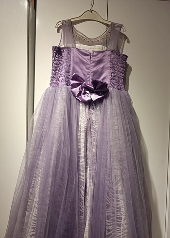 Uzun Lila Pileli Kolsuz Kız çocuk Abiye 9-10 yaş - Görsel 4