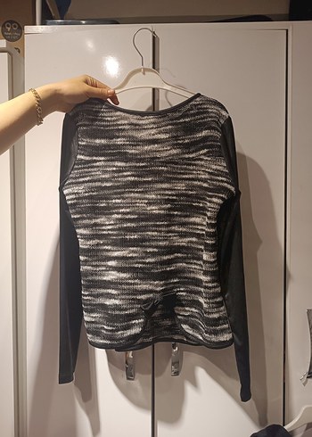 Gri Batik Desenli Uzun Kollu Triko Kazak - Görsel 4