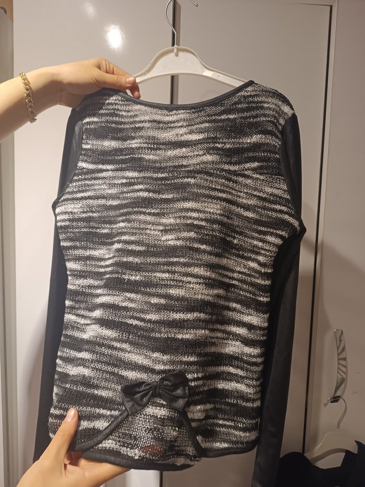 Gri Batik Desenli Uzun Kollu Triko Kazak - Görsel 5