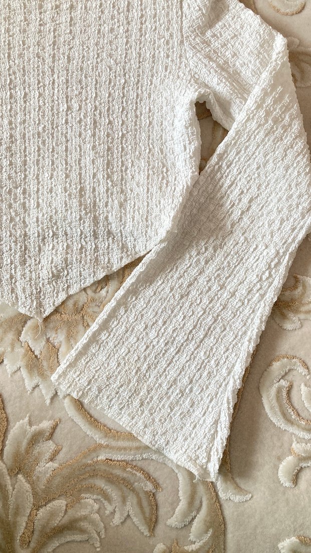 Beyaz Kadın Uzun Kollu Bluz - Görsel 2