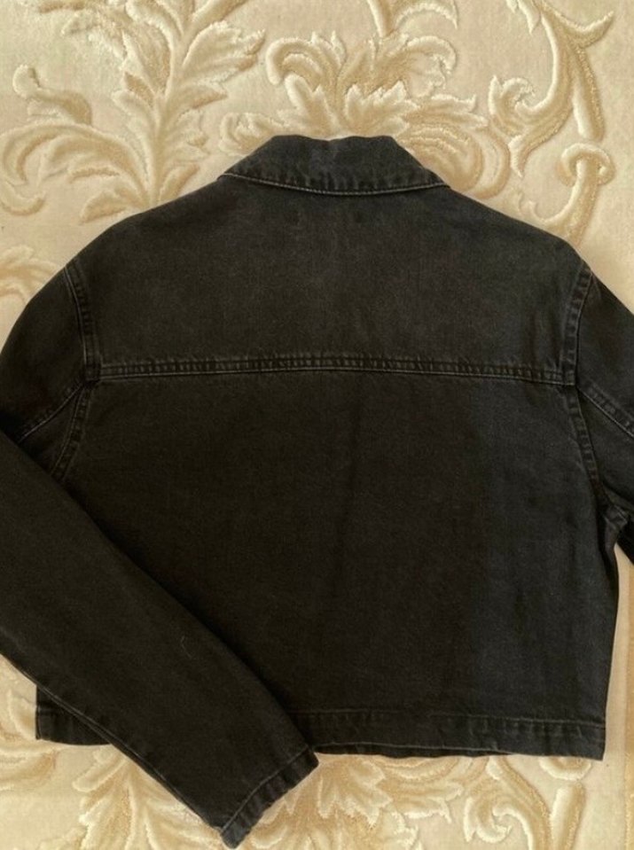 Düğmeli Siyah Kadın Denim Ceket - Görsel 2